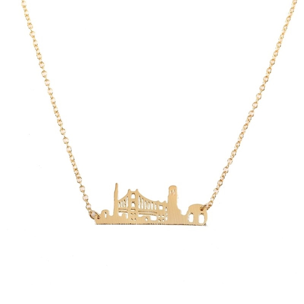 🎉 New London City Skyline Gold Plated adjustable Necklace